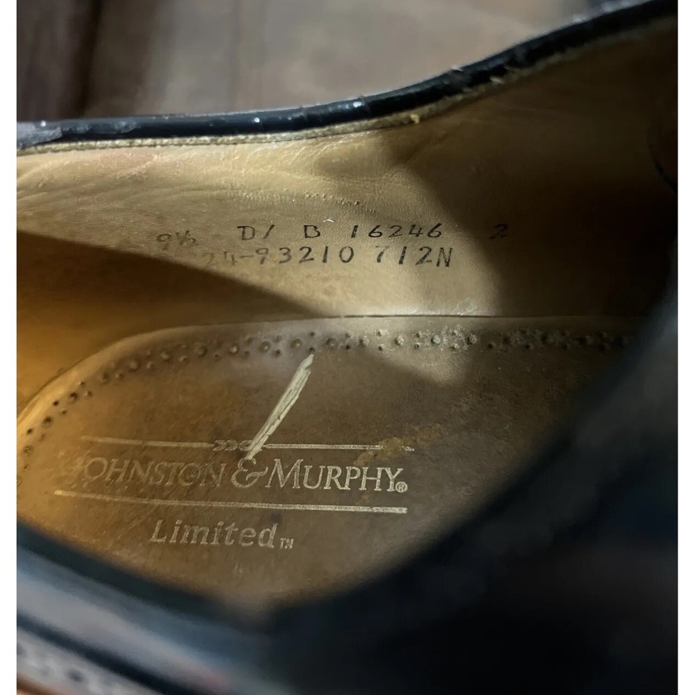 Johnston & Murphy Limited Wingtip Oxford Lace Up Shoes Men's SZ 9 1/2 Black - Picture 9 of 10